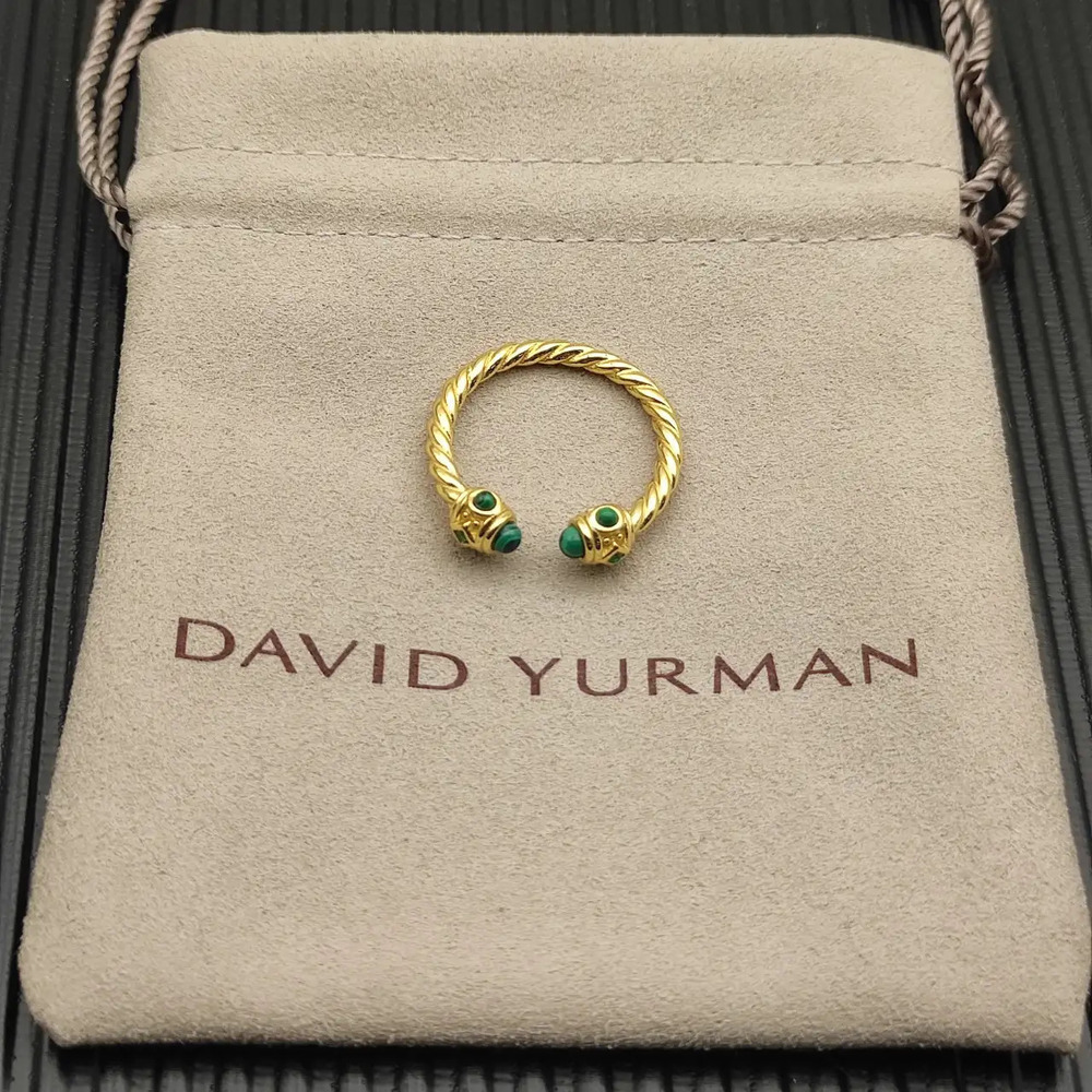 David Yurman Gold and Peacock Green Ring